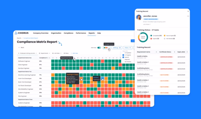 Training compliance record screenshot