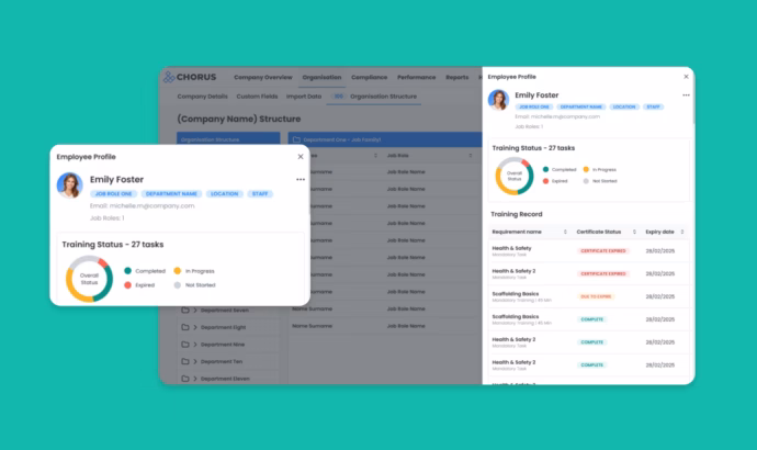 Employee profile screenshot company structure