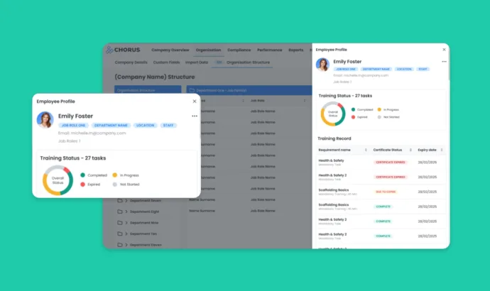 Employee profile screenshot company structure