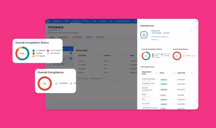 Training record screenshot company2
